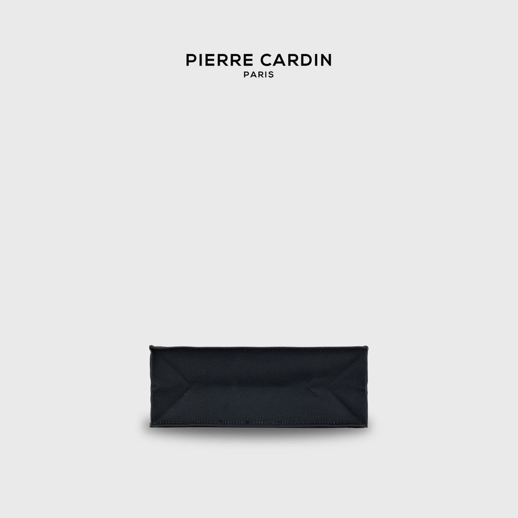 Pierre Cardin Exotic Leafy Black Canvas Tote Bag with Logo Ribbon