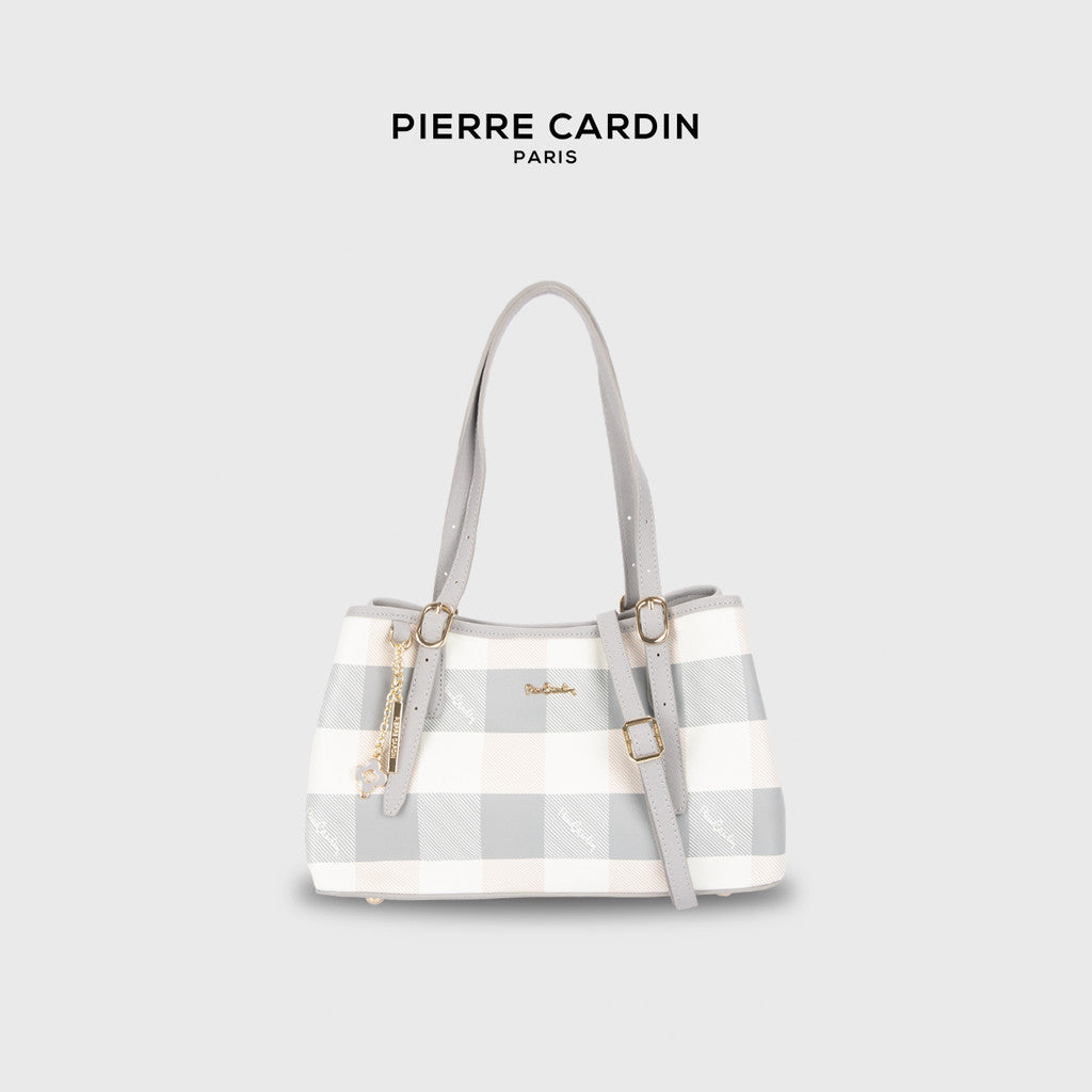 Pierre Cardin Ivory Plaid Shoulder Crossbody Bag