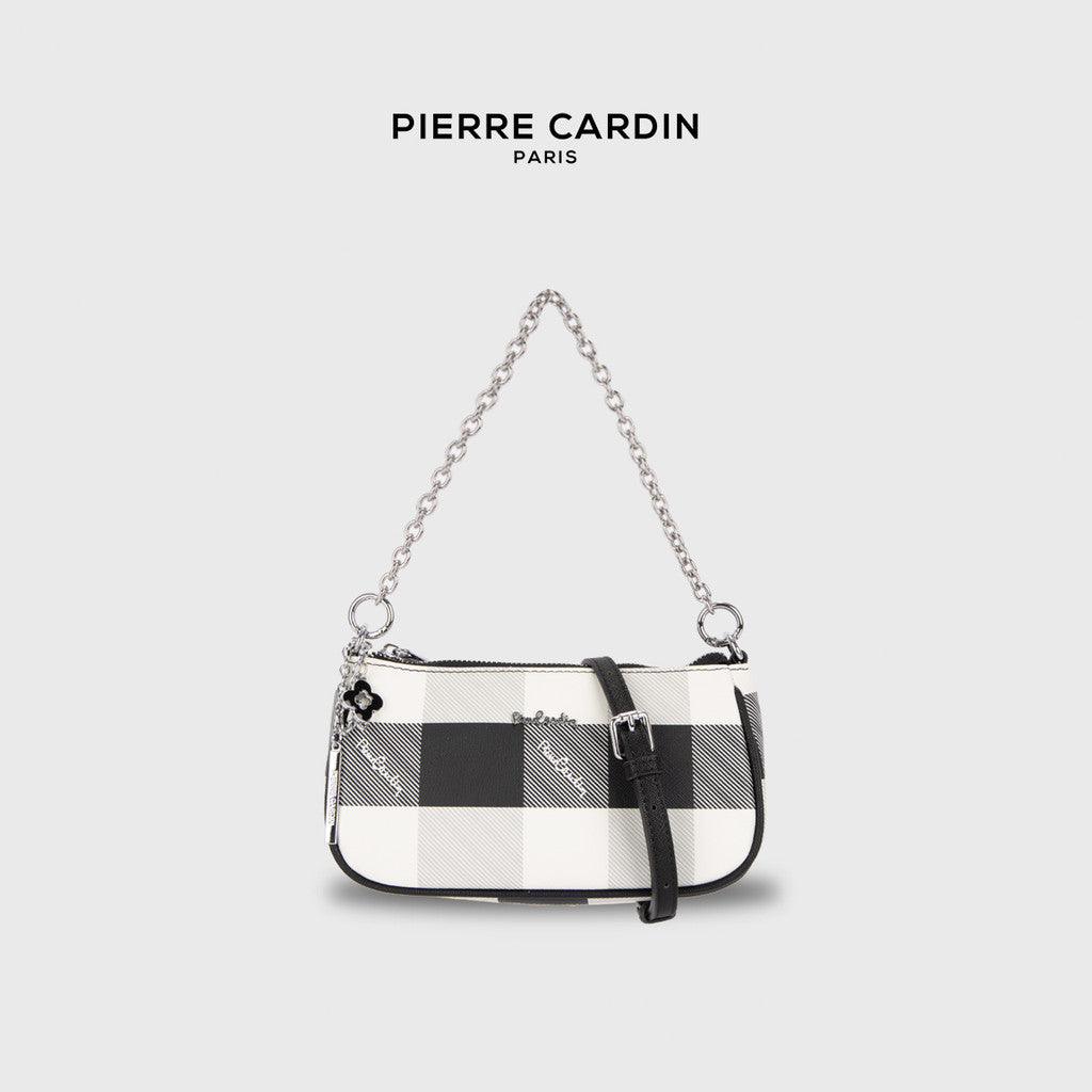Pierre Cardin Ivory Plaid Top Handle Crossbody Bag