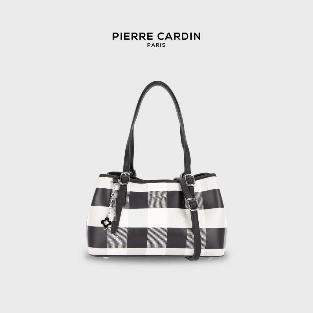 Pierre Cardin Ivory Plaid Shoulder Crossbody Bag