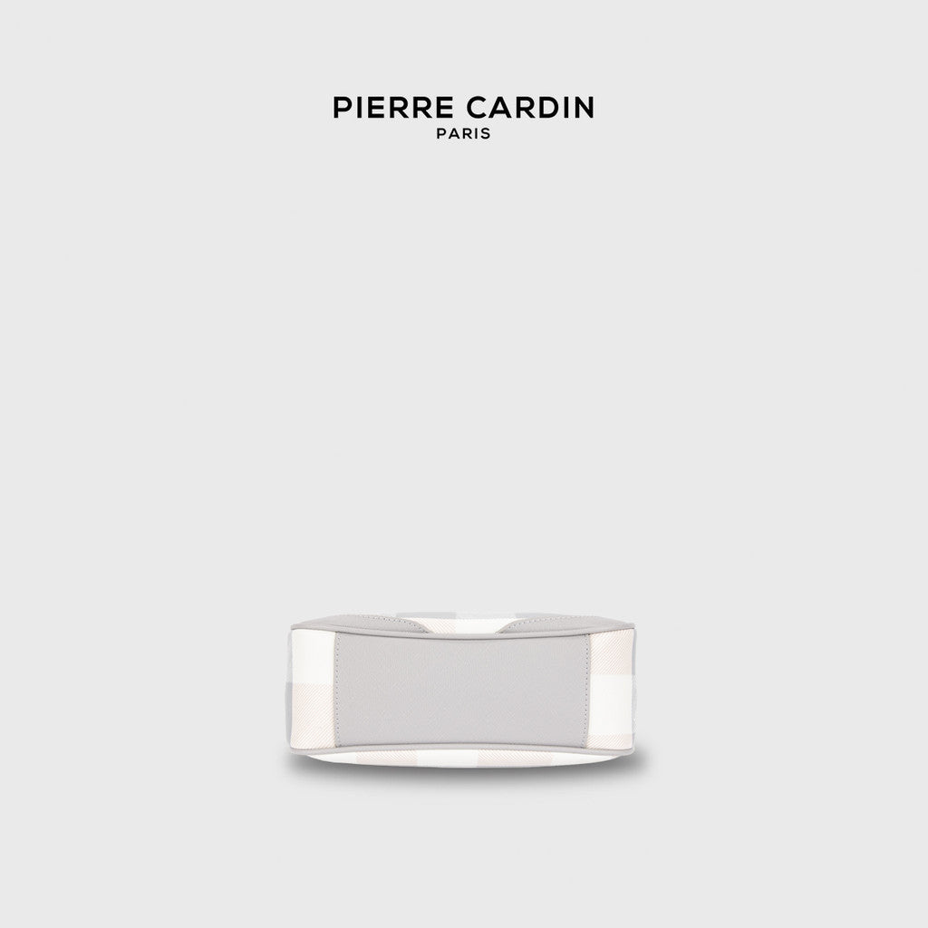 Pierre Cardin Ivory Plaid Arc-shaped Shoulder Crossbody Bag