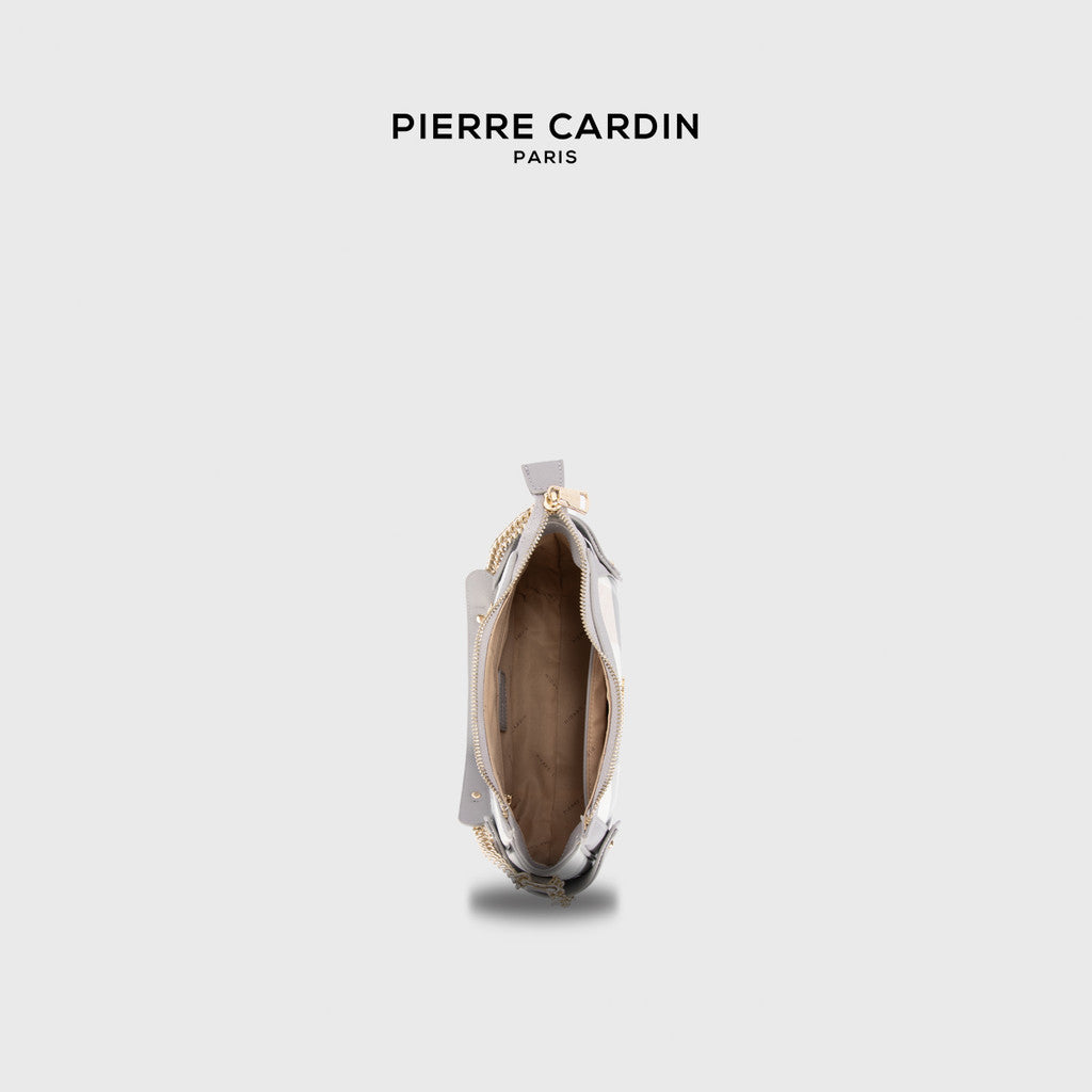 Pierre Cardin Ivory Plaid Arc-shaped Shoulder Crossbody Bag