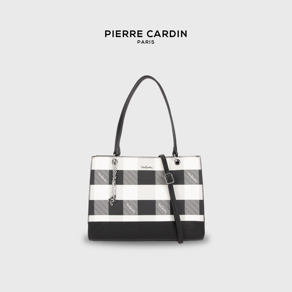 Pierre Cardin Ivory Plaid Crossbody Handbag