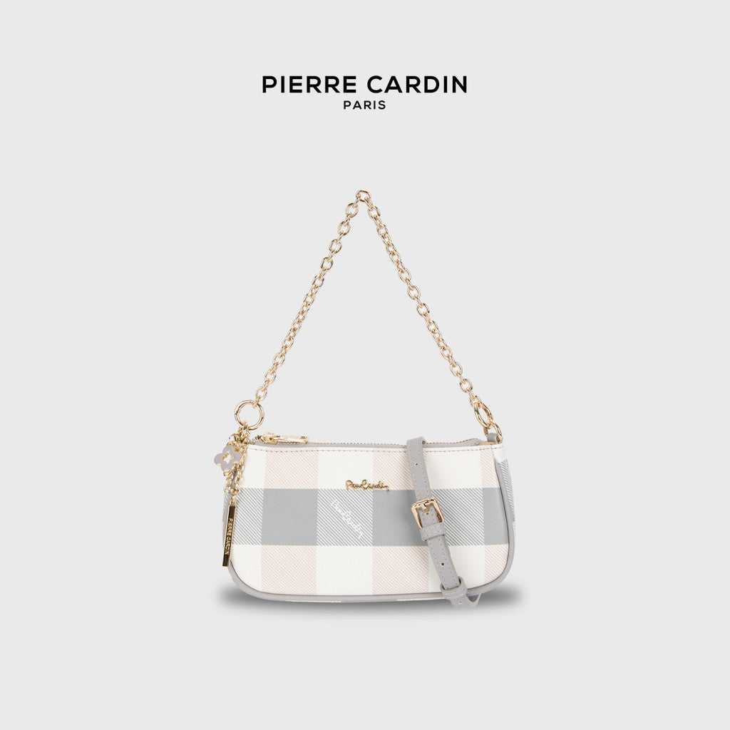 Pierre Cardin Ivory Plaid Top Handle Crossbody Bag