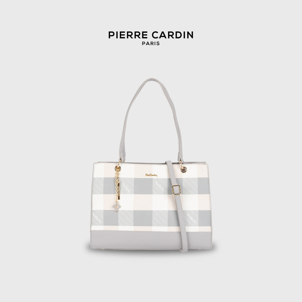 Pierre Cardin Ivory Plaid Crossbody Handbag