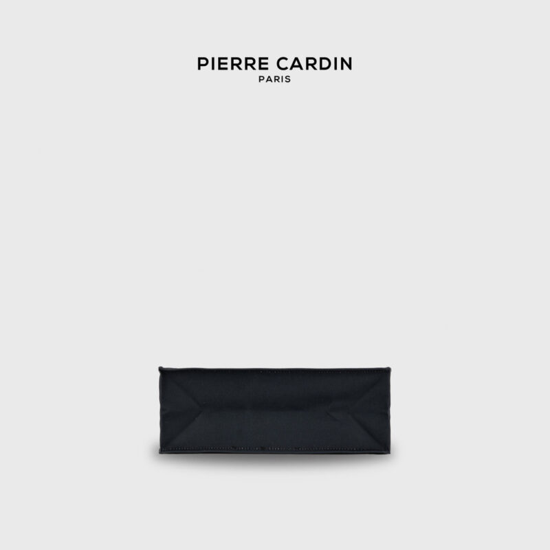 Pierre Cardin Exotic Leafy Black Canvas Tote Bag with Logo Ribbon - Image 5